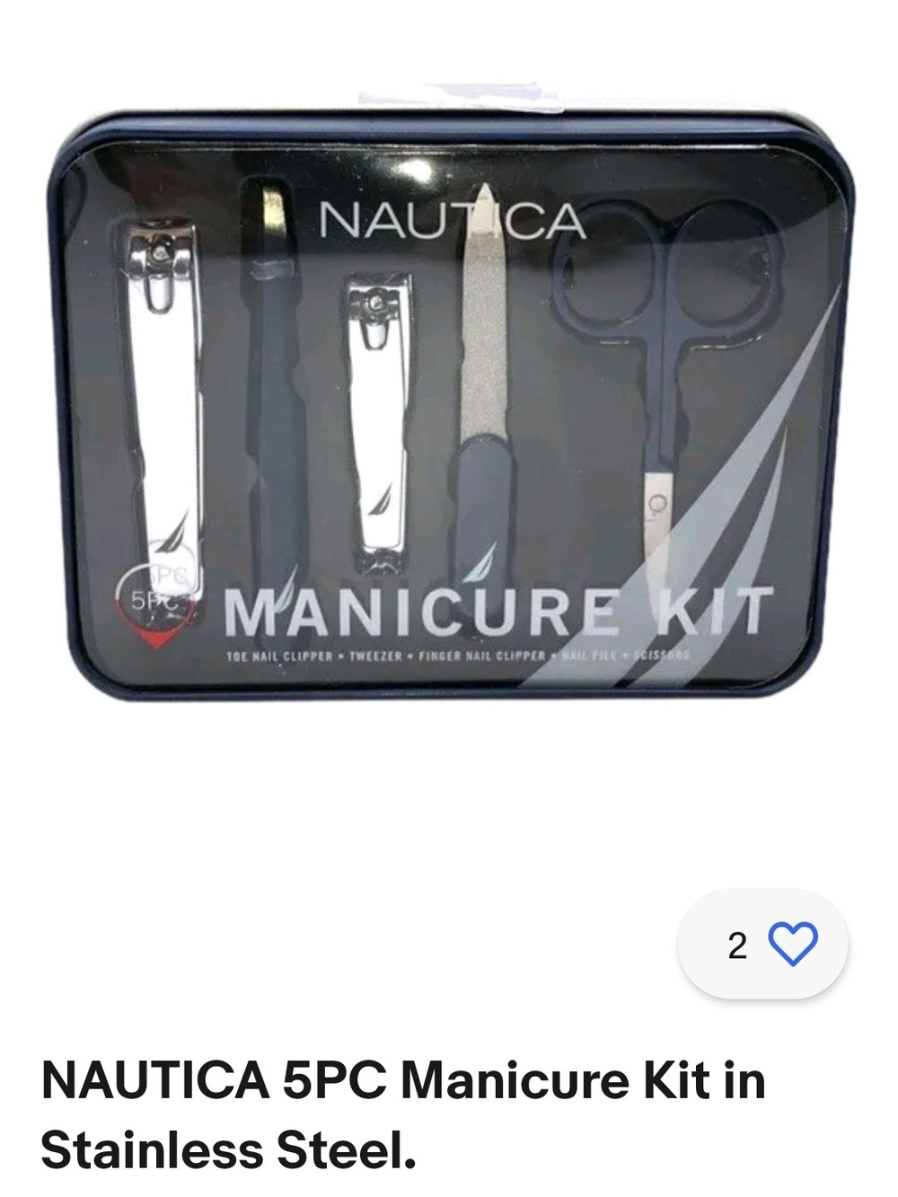 Nautica Stainless Steel 5-Piece Manicure Kit – Black